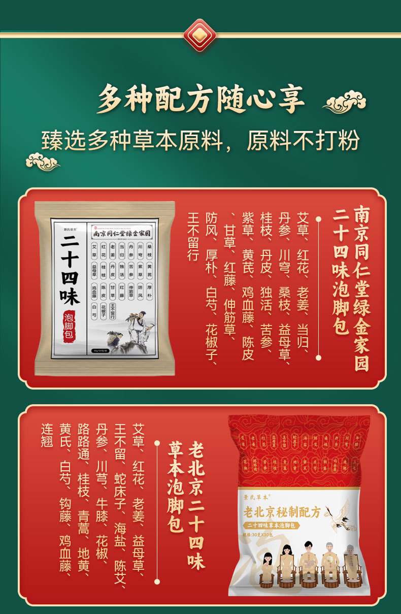 Artemisia Foot Soak Pack Old Beijing Style 24 Herb Blend 30g x 30 Bags specifications