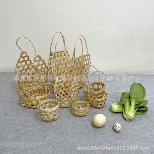 Bamboo Basket with Ears, Hand-Woven New Mid-Autumn Festival Mooncake Packaging, Gift-Giving Cut Out Bamboo Basket Gift Box