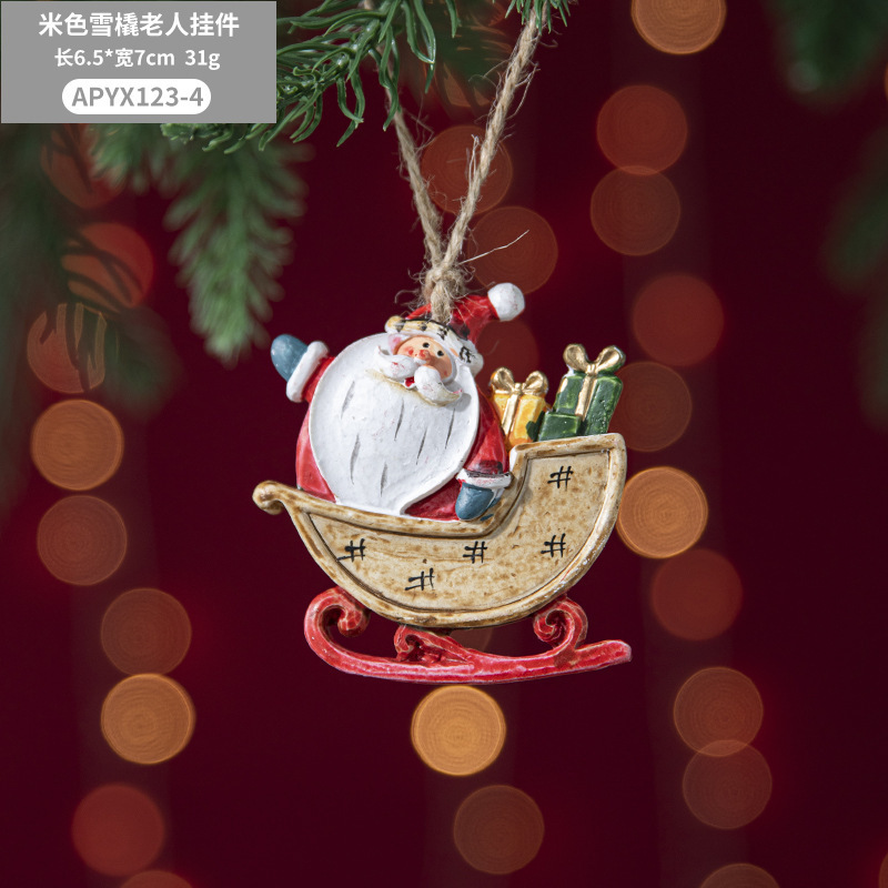 クリスマスツリー色樹脂レトロそりペンダントクリスマス装飾 diy ペンダントクリスマス雪だるま老人ペンダント|undefined