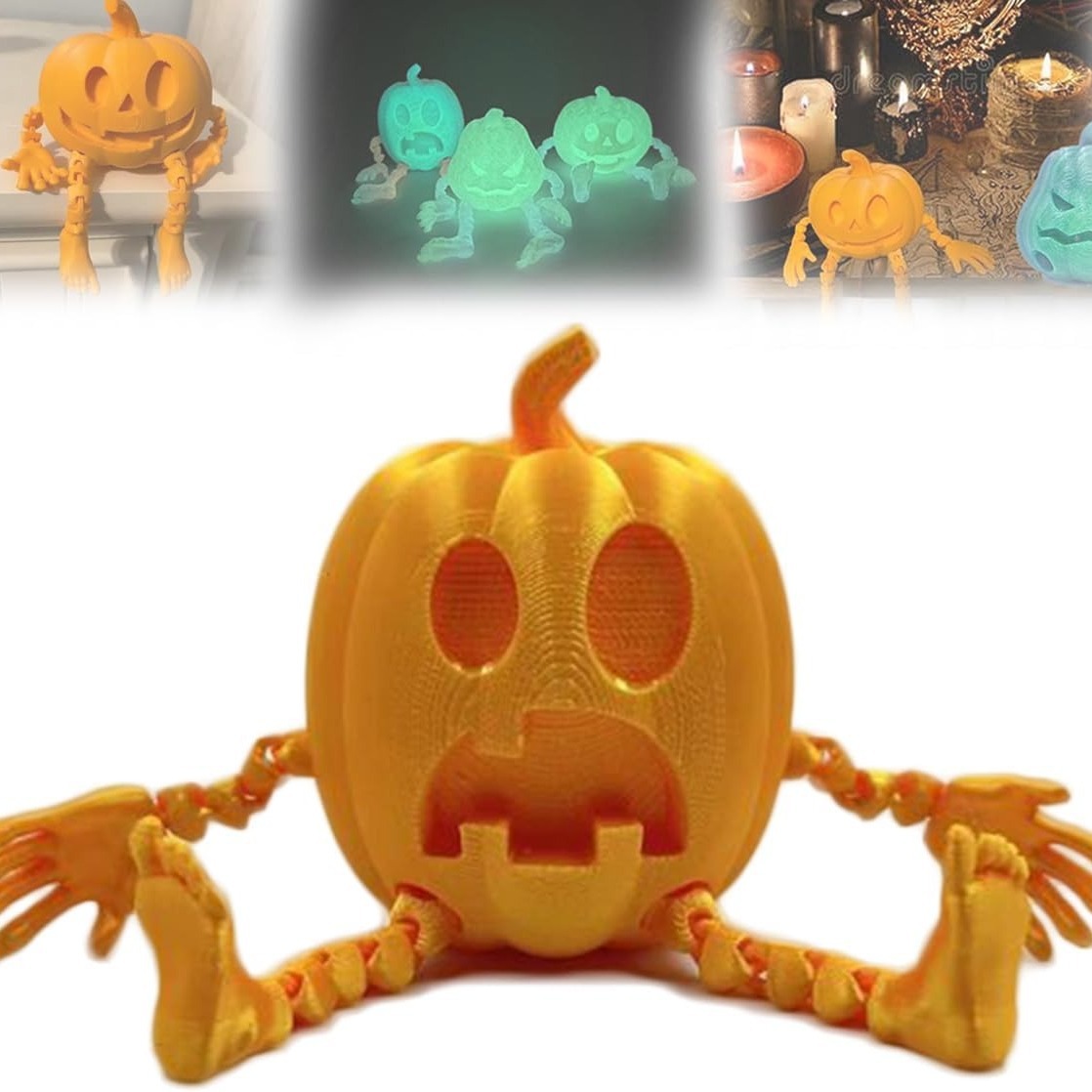 Halloween hit 3D printed pumpkin Printed Articulated Pumpkin Desk Decor_voghion.com