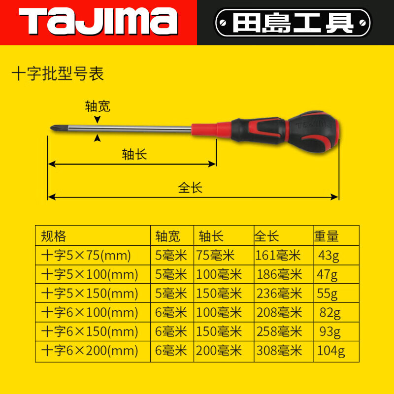 TAJIMA TAJIMA 1301 - 2171 fuerte mango de bola de goma blando tornillo cruzado lote PH1 - 5 - 150