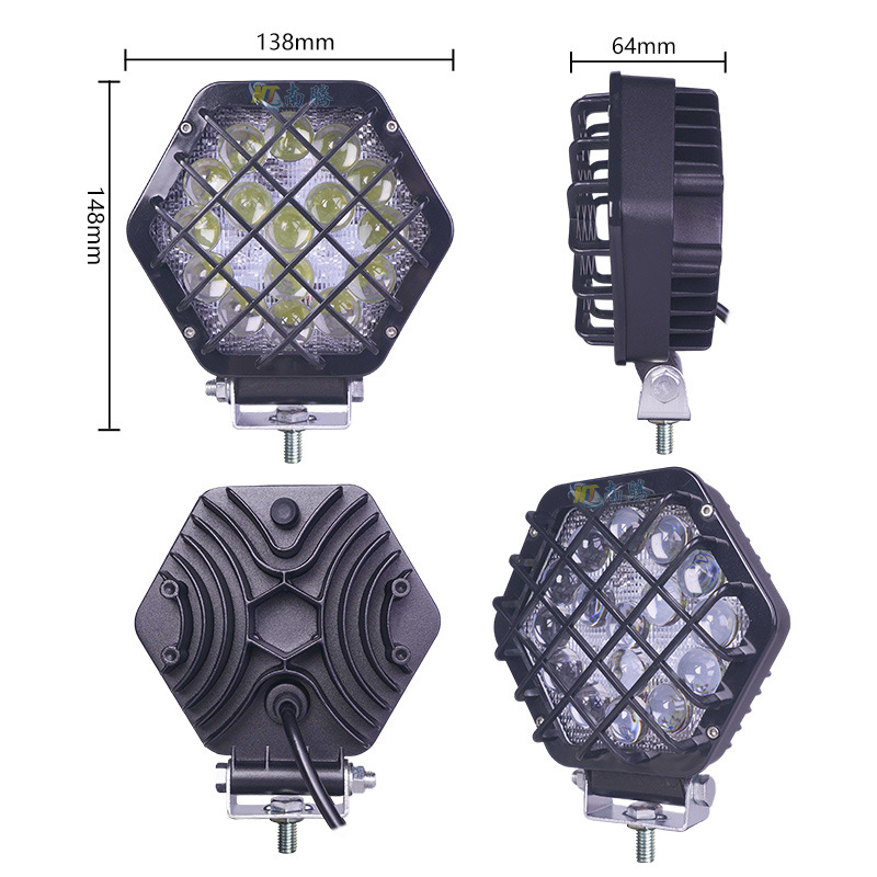 5,4 pulgadas hexagonal led48 W luz de trabajo luz del coche foco de luz del vehículo todoterreno luz de la motocicleta suministro transfronterizo