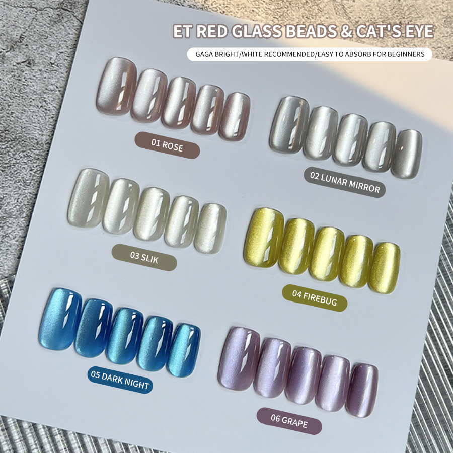 Porcelain white glass beads cat eye Nail Polish glue 2023 new autumn and winter popular white moonlight cat eye nail salon
