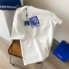 White {little tiger on blue background}
