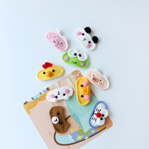Cartoon style wool braided children's hairpin hair accessories cute animal baby girl autumn and winter BB clip head accessories wholesale