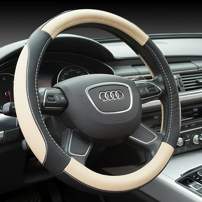 Four-Season Sports Style, Steering wheel cover - black-beige-round-38cm