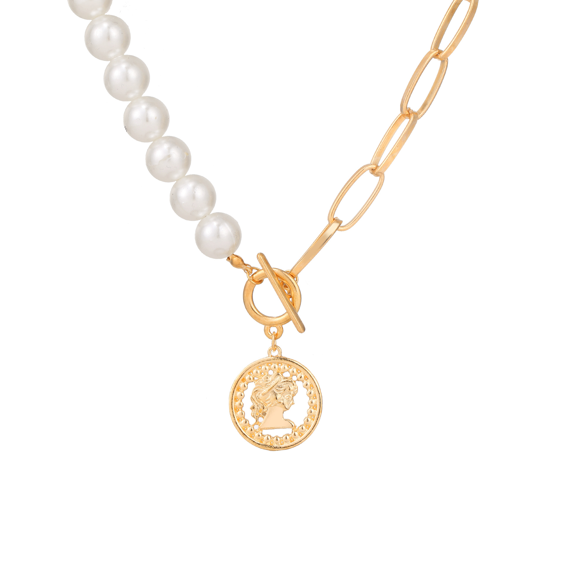 Collar de monedas con cadena geométrica y colgante de avatar, hebilla OT, estilo frío y dulce, elegante, producto transfronterizo image 7