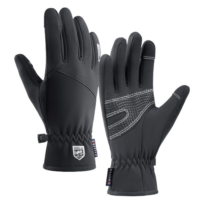 Guantes de esquí antideslizantes y resistentes al viento con pantalla táctil de silicona para ciclismo al aire libre, con forro polar para mayor calidez, venta al por mayor.