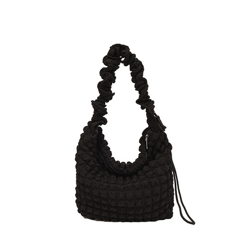 Korean Instagram mesh cloud pattern fashionable large capacity crossbody bag for women 2024 new bubble pleated shoulder bag