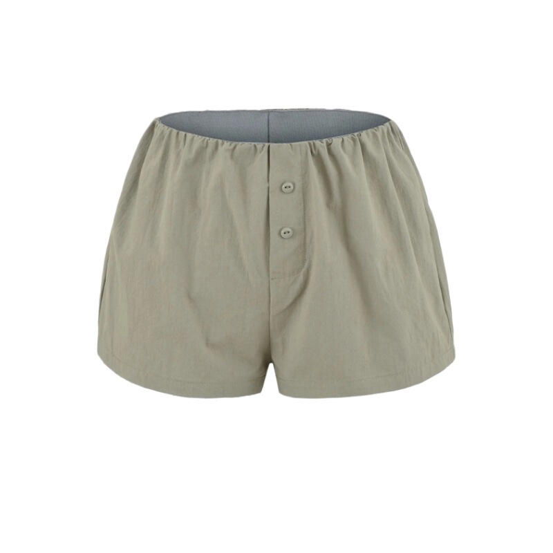Retro Solid Color Sports Casual Shorts for Women, Summer Elastic Waist Loose Fit Home and Outdoor Wide-Leg Hot Pants Trendy