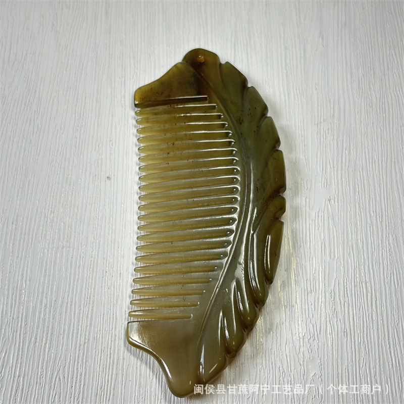 Carved Horn Massage Comb Thick Buffalo Horn Comb Dolphin Craft Design Gift Comb 10-15cm preparation