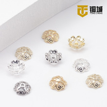 18K包金四叶花托高保色镀真金8.5mm手工DIY串珠材料饰品隔片配件