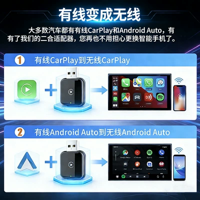 Simsiz CarPlay və Android Auto Box Wired to Wireless