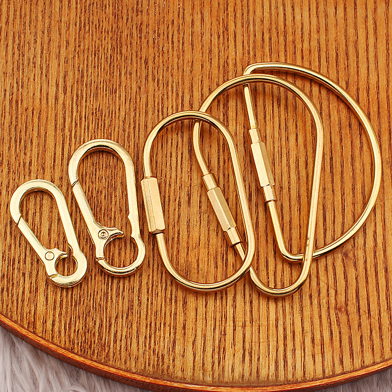 Brass D-Ring Metal U-Shaped Keychain Multifunctional Pure Copper Outdoor Keyring D-Ring Buckle Luggage Accessories