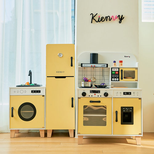 Three-in-One Refrigerator Play Kitchen Toy for Boys and Girls, 3-Year-Old Baby Simulated Cooking and Kitchen Set