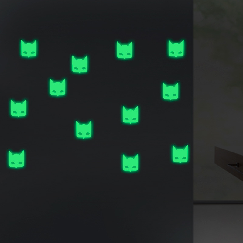 厂家批发夜光开关贴猫脸墙贴画客厅卧室开关荧光装饰自粘贴纸ML18