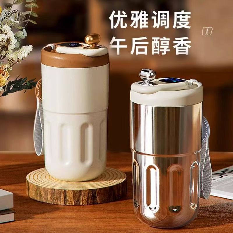 新款316不锈钢智能温显咖啡保温杯女生高颜值办公室精致随行水杯