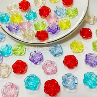 19mm透明玫瑰花仿水晶冰透玫瑰散珠DIY手工手机链项链饰品配件