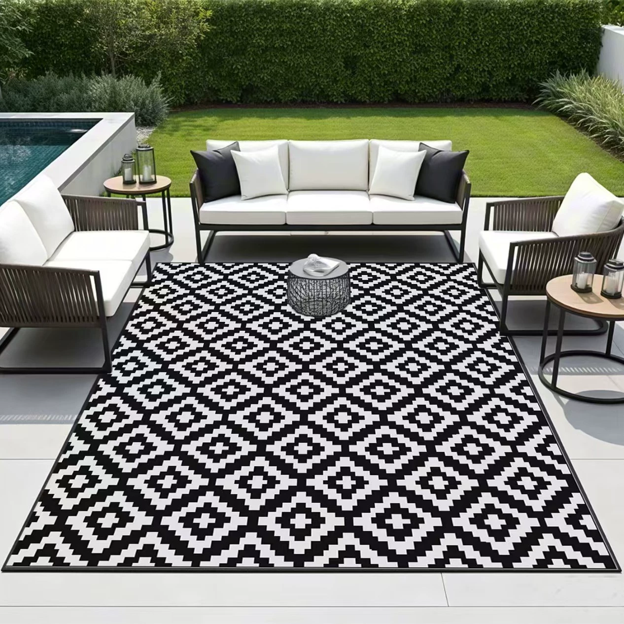 Коврик для пикника, садовый ковер для двора, коврик для кемпинга, вечерние, складной коврик двойного назначения для улицы, коврик для автофургона, тканый коврик из полипропилена