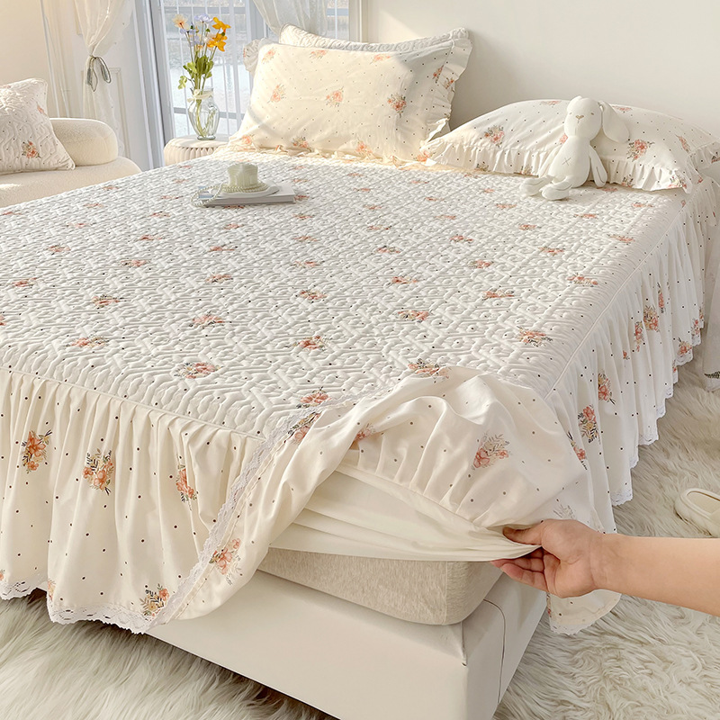 2025 nuevo estilo falda de cama de algodón funda de cama de algodón de una sola pieza sombrero de cama con falda cubierta de delantal de cama universal de cuatro estaciones