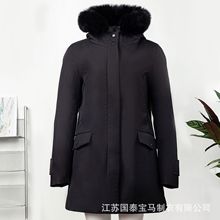冬季女式 脱卸帽中长款羽绒外套