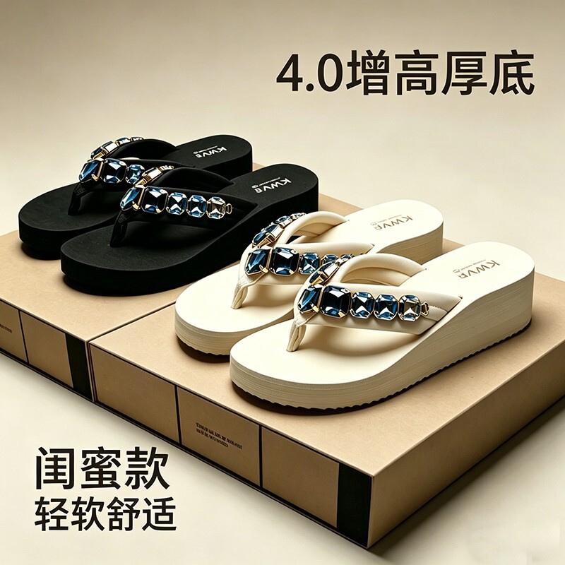 Fairy-Style Flip-Flops for Women, Summer Outdoor Wear, 2026 New Model, High-Heeled Sandals, Beach Non-Slip Thong Sandals