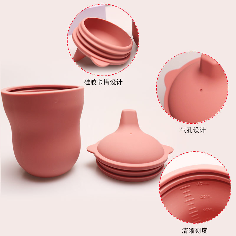 Adecuado para bebés de 3 años de edad, tazas de bebida de silicona, tazas de dieta de silicona, tazas de capacitación de pico de pato de 180ml, pequeña capacidad