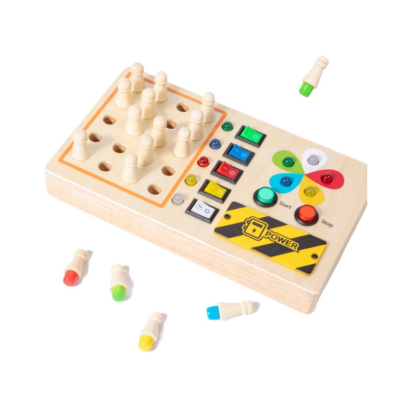 Espacio transfronterizo Control remoto Tablero ocupado Juego de ajedrez de memoria Interruptor de luz Fuente de alimentación Luz LED Botón Educación temprana Juguetes educativos de madera