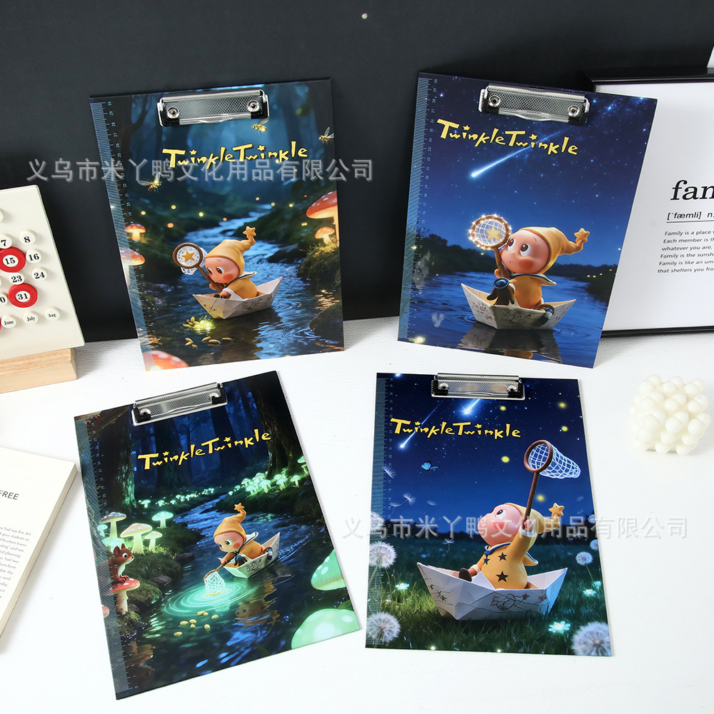 星星人板夹 高颜值学生写字垫板 卡通周边试卷A4夹板创意文具批发