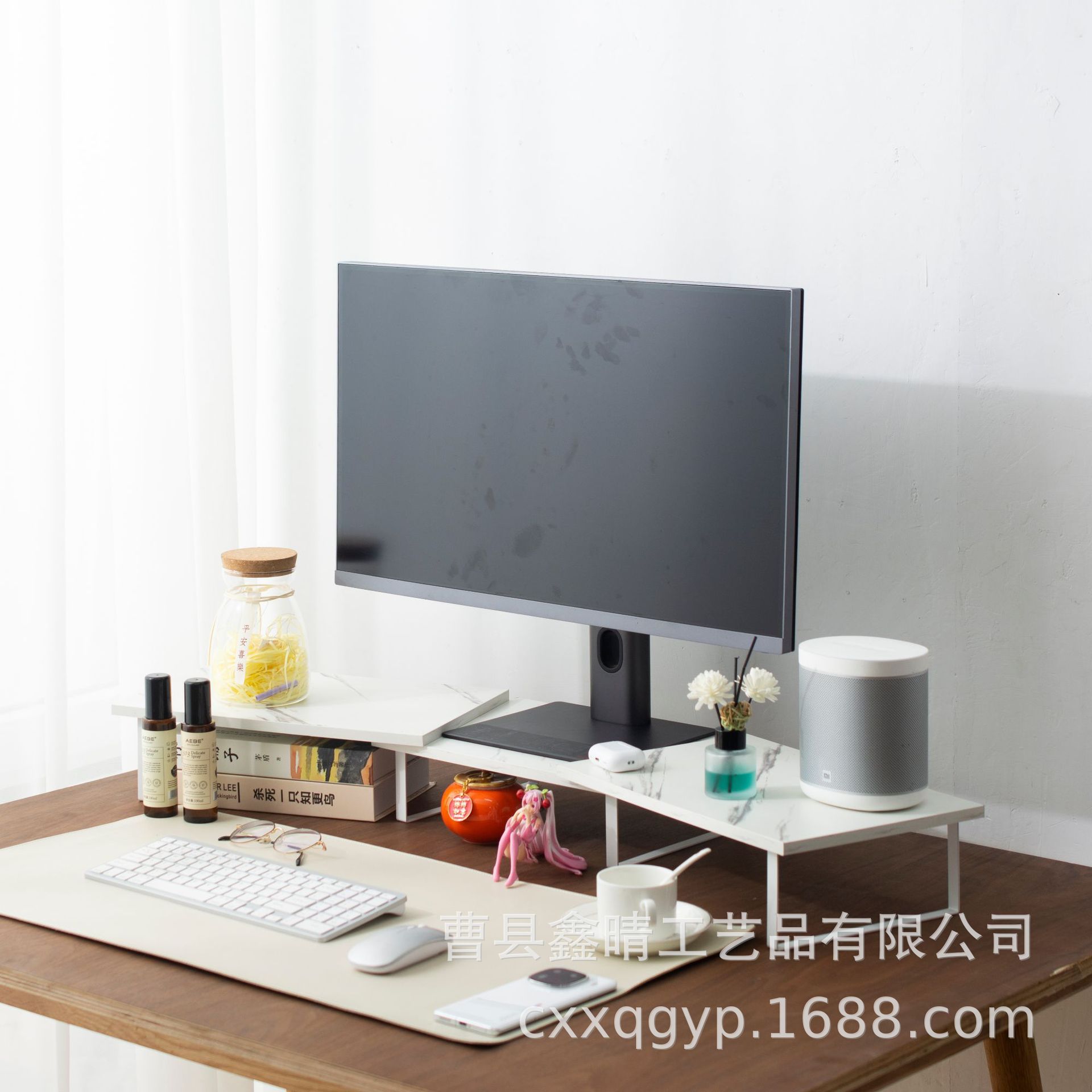 Dormitorio escritorio estante de computadora de madera maciza soporte de pantalla de computadora de madera creativa estante de combinación de madera para el hogar