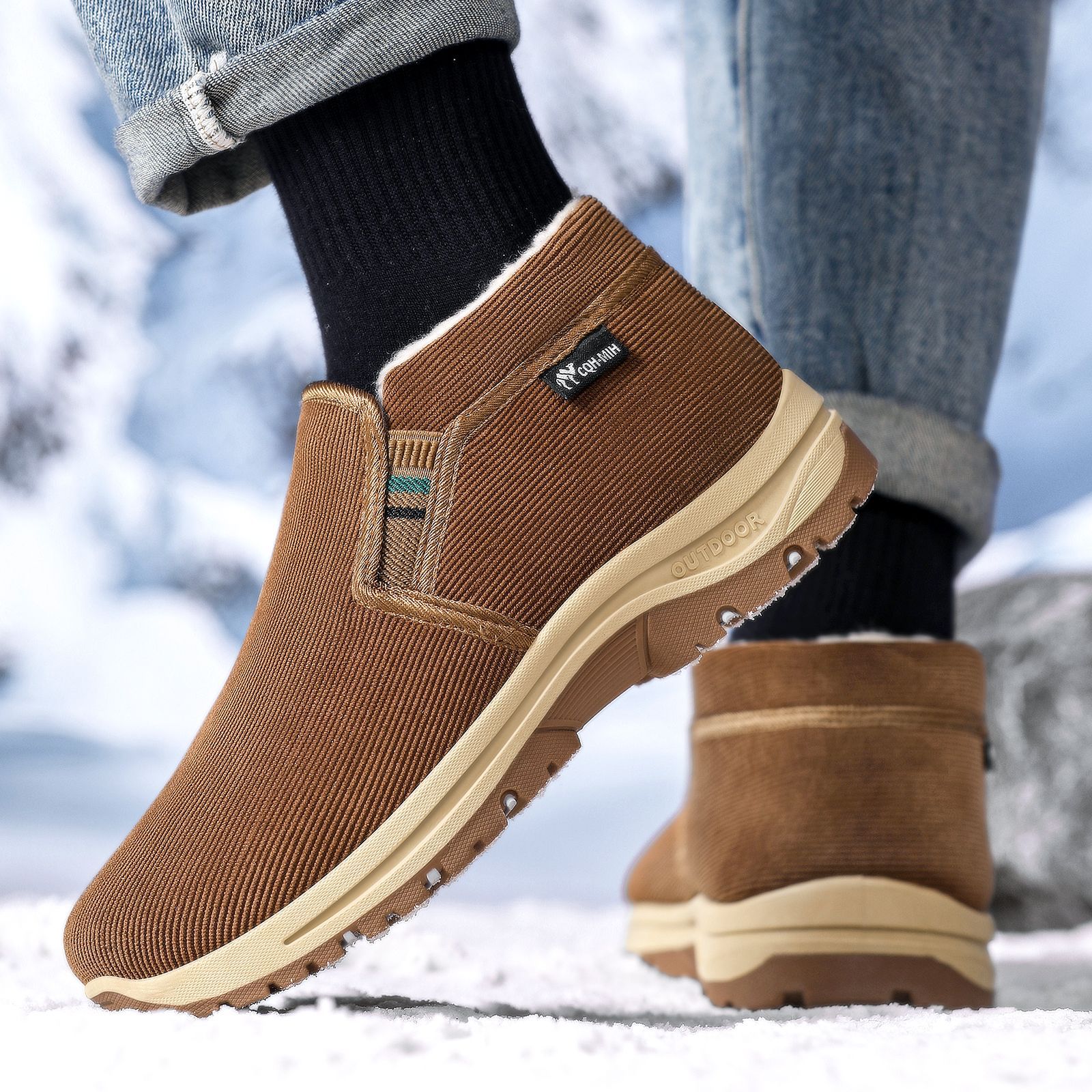 Hombres calentadores de invierno zapatos de algodón viejos zapatos de tela de Beijing más vello grueso papá de mediana edad cómodos zapatos casuales
