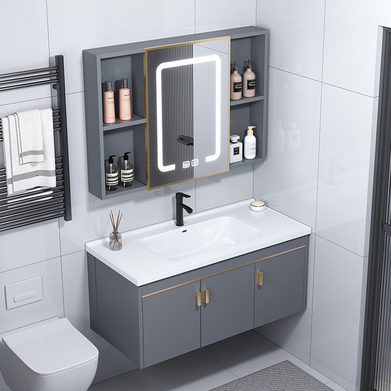Wall-Mounted Bathroom Cabinet Combination Bathroom Ceramic Washbasin Household Small Apartment Washbasin Household Wall-Mounted Washbasin