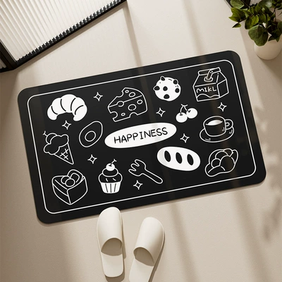 Mat Bathroom Shower Room Non-Slip, Avtomobil döşəmə paspasları - happy-sweet-black-4060cm-new-diatom-mud