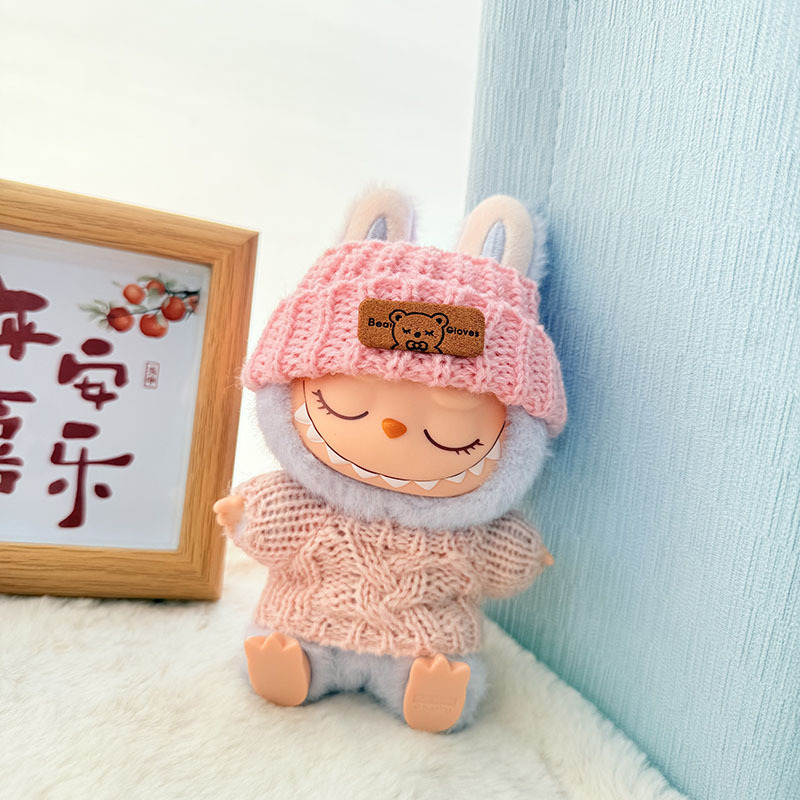 Solo ropa] Llavero de primera y segunda generación Labubu colgante de ropa Rabubu ropa de bebé suéter de punto traje de sombrero