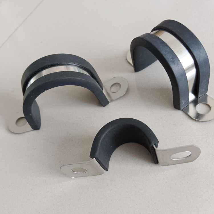 304包胶骑马卡 单管多管双脚固定线束支架规格