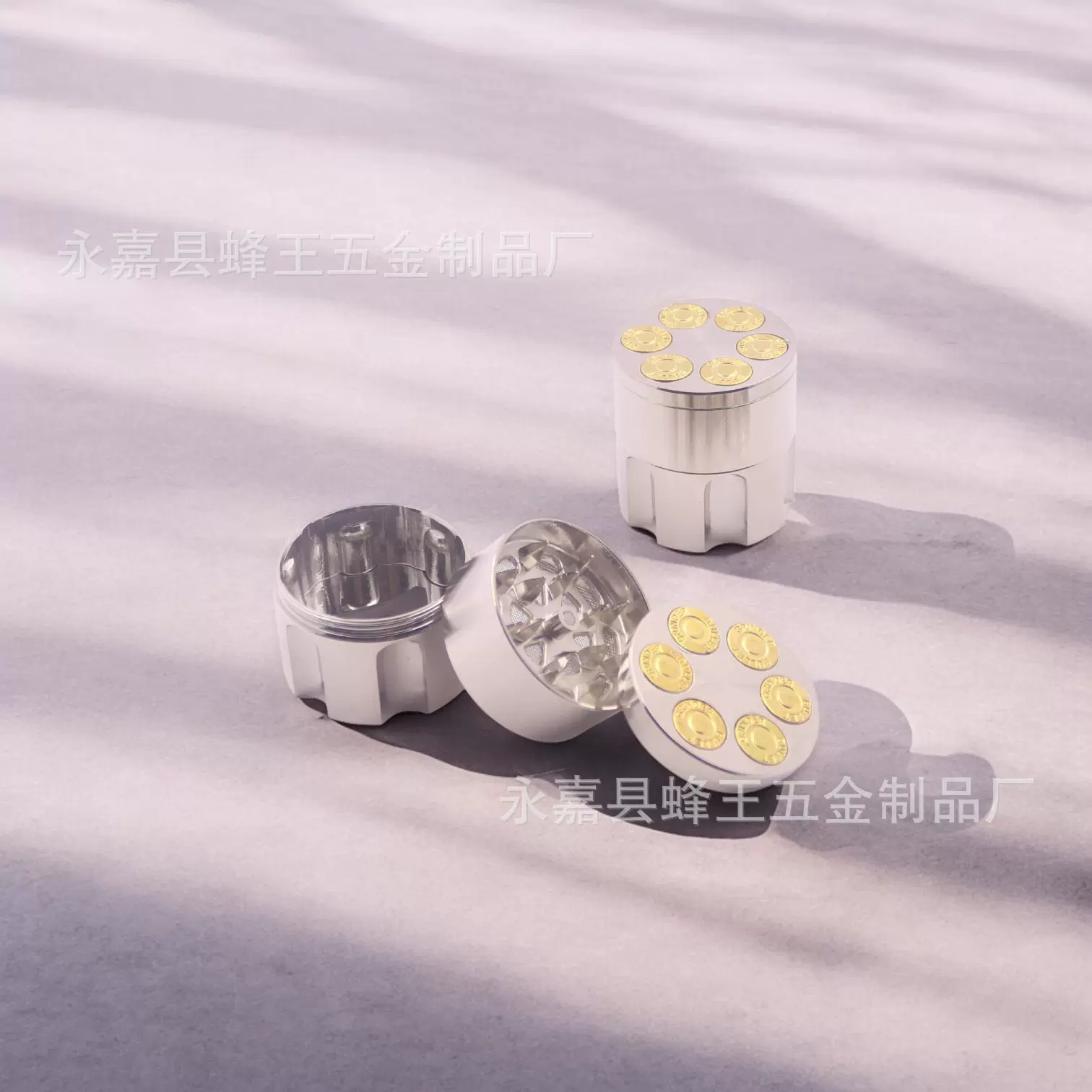 42mm3层子弹夹磨烟器 中号子弹造型锌合金研磨器碎烟器 厂家直供