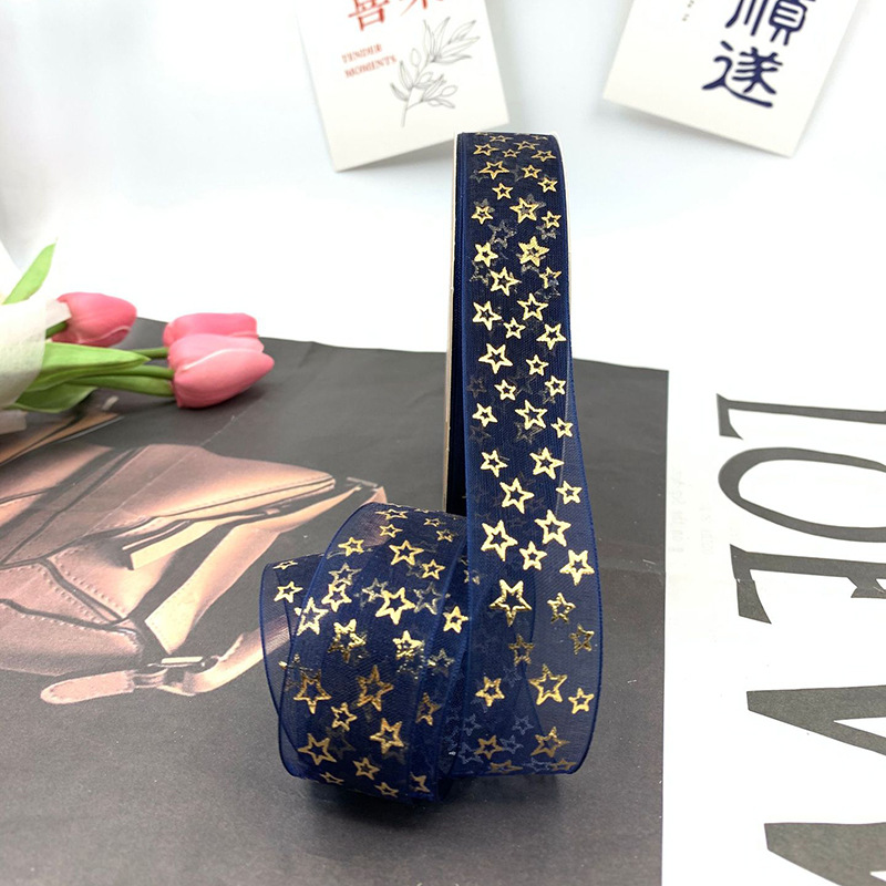 Nuevo soporte de barra de hilo de nieve transparente cinta hecha a mano láser cinta de estrella de cinco puntas cinta de embalaje de caja de regalo de flores