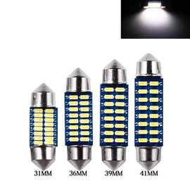 低压 4个 蓝色 铝 16SMD C5W C10W 3014灯珠汽车解码超亮造型灯内