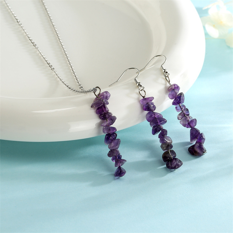 Fashion Irregular natural stone Womenu0027S Earrings Necklace