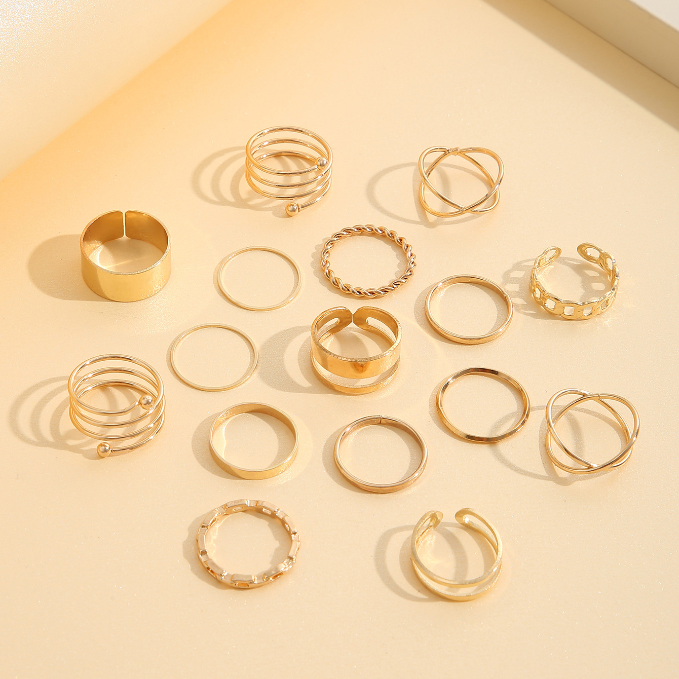 new multi-joint ring suit ring simple retro tail ring 16 pieces suit combination joint ring_voghion.com