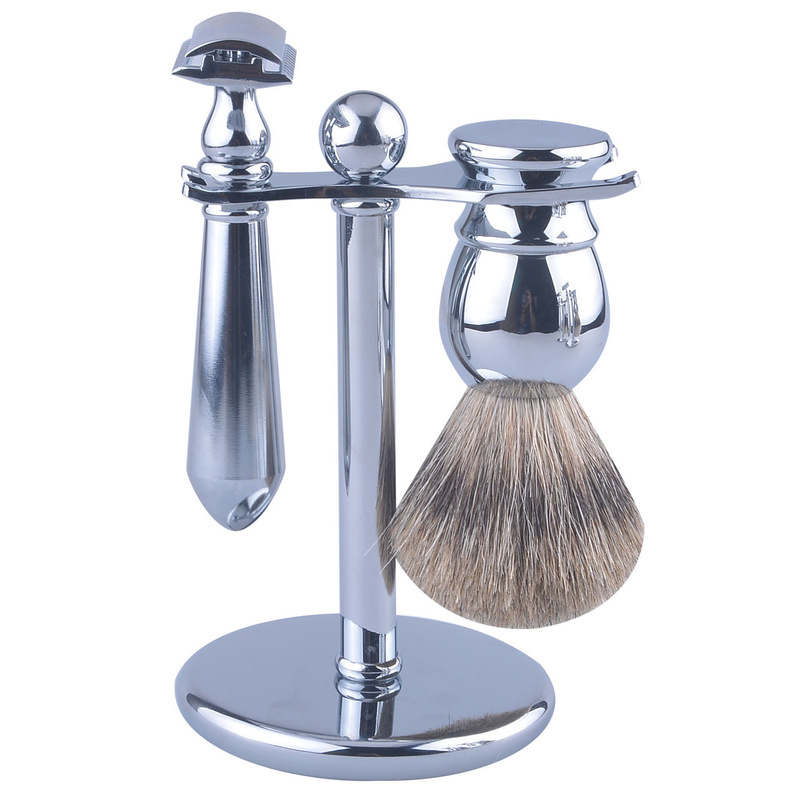 Manufacturer's In-Stock Men's Manual Razor Set with Beard Brush and Stand for Men's Grooming Care
