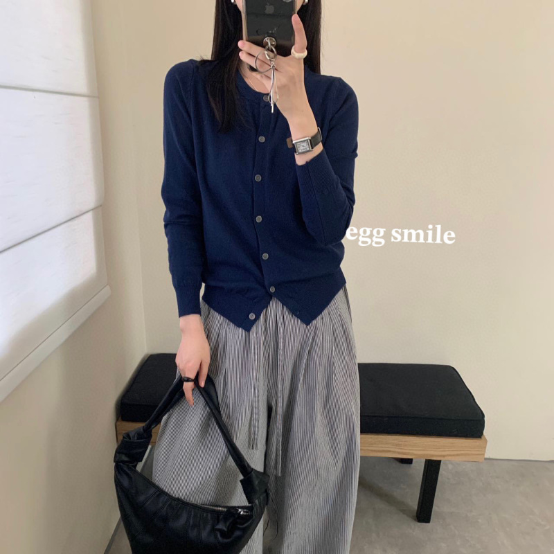 egg smile11色暖芯针织开衫基础款纯色软糯圆领温柔百搭长袖毛衣|undefined