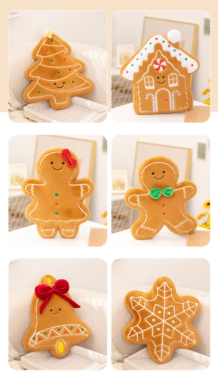 Cuscino in peluche a forma di omino di pan di zenzero natalizio_voghion.com