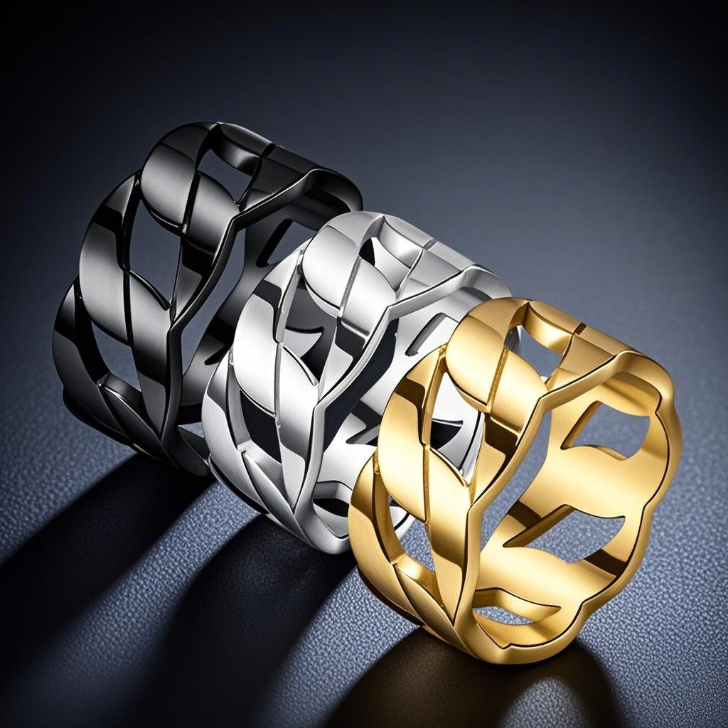 Titanium steel ring men's fashion men's high-end non-fading jewelry pop rock tide chain carving ring wholesale