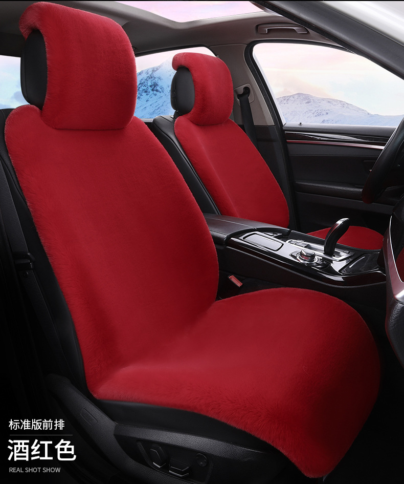 Cross-border 2026 new winter rabbit fur plush seat cushion with lumbar support, thickened car seat pad, car interior seat cushion, non-slip