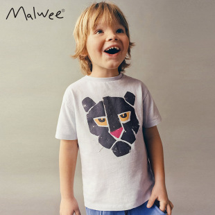 Children's T-shirt, summer clothing for leisure for boys, round collar, European style, with short sleeve, children's clothing