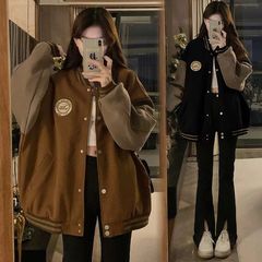 美式学院风棒球服外套女春秋季新款复古拼色炸街chic港风夹克上衣