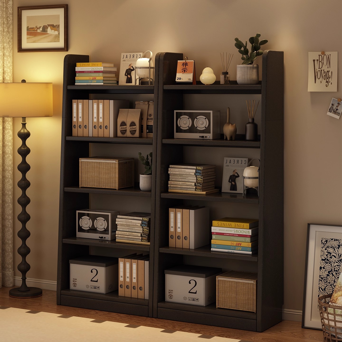 Estante de libro trapezoidal estante de piso estante de estante de estudio contra la pared armario integrado gabinete de combinación multicapa para estudiantes