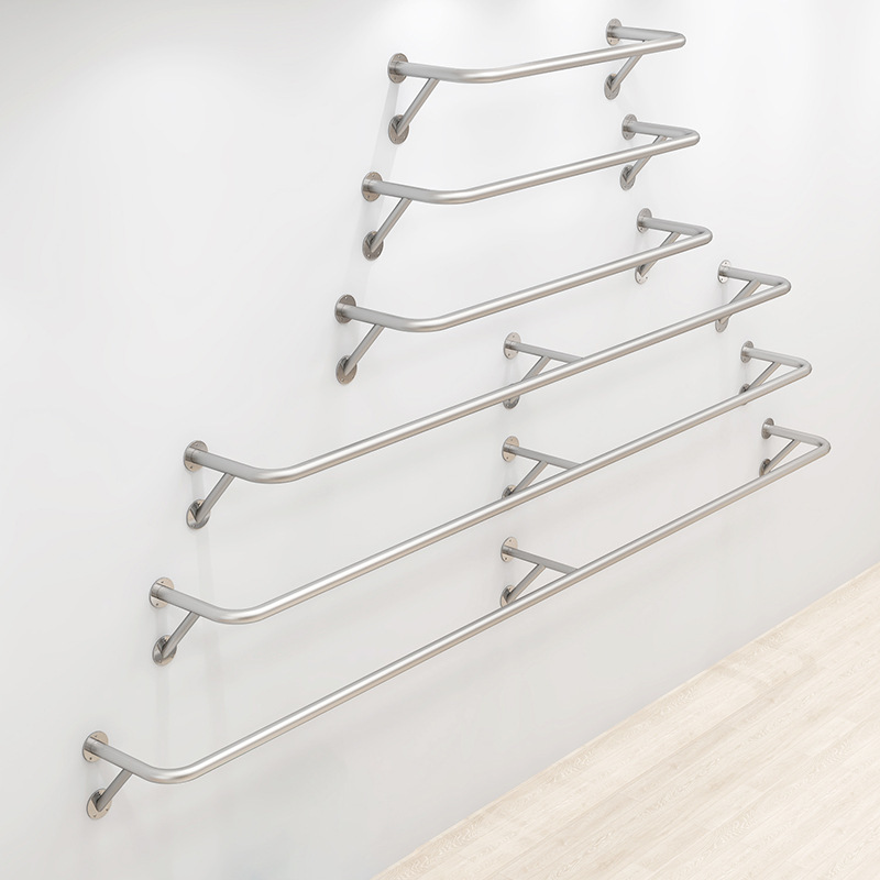 Wall-Mounted Clothing Display Rack for Women's Clothing Store Wall-Mounted Stainless Steel Brushed Silver Children's Clothing Hanging Rail Side-Mounted Display Shelf