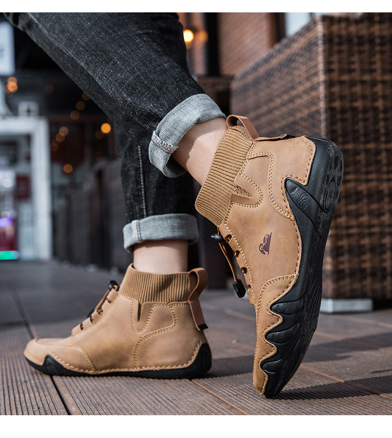 Bốt Martin cổ cao unisex dáng thể thao, đế bằng, mũi tròn — C8005 kaki, C8005 màu xám, C8005 màu đen, C8005M kaki lót nhung chi tiết 17